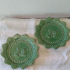 Bordallo Pinheiro Set Of 2 Bunny Rabbit Plates